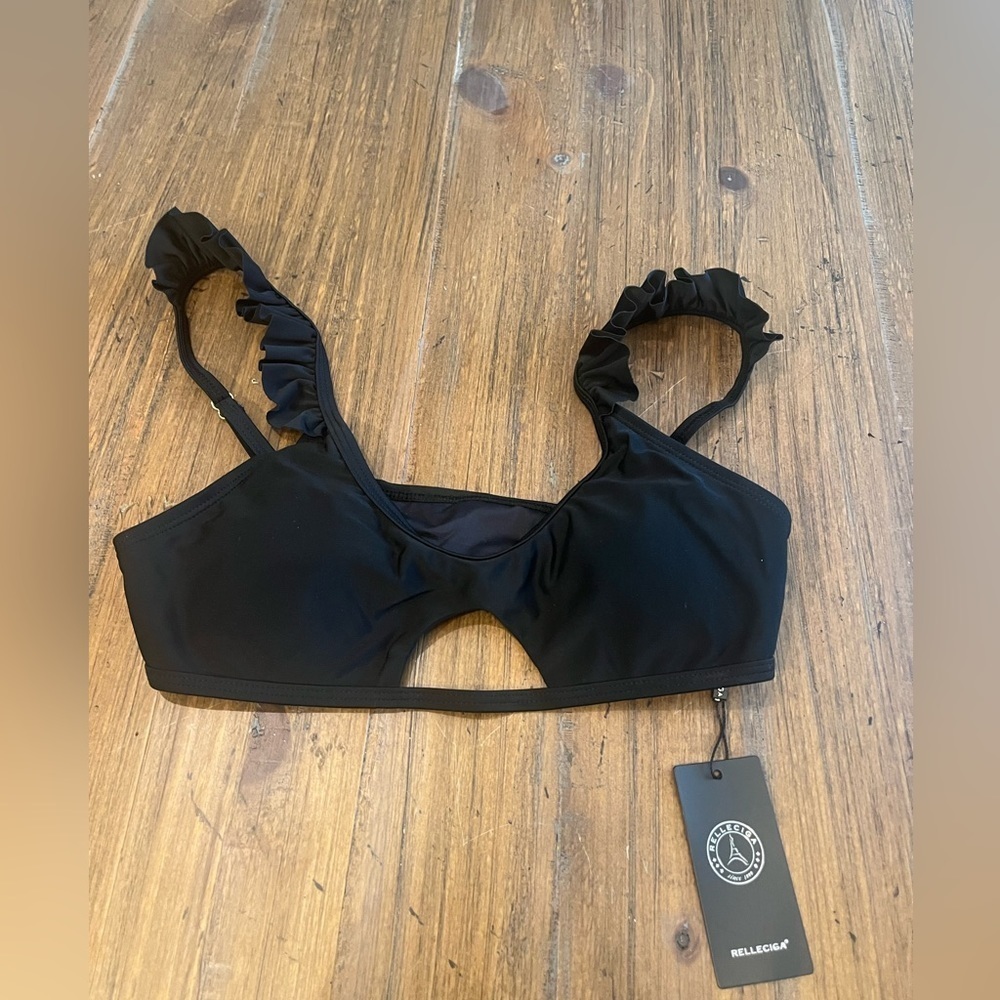 Relleciga Black Bikini Top Size S